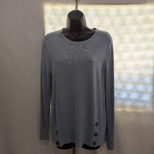 J Jill Light Blue Sweater with Button Detail